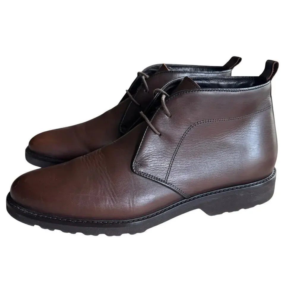 Bruno Magli WENDER LEATHER LACE-UP CHUKKA Ankle BOOTS Brown Size 10.5 M